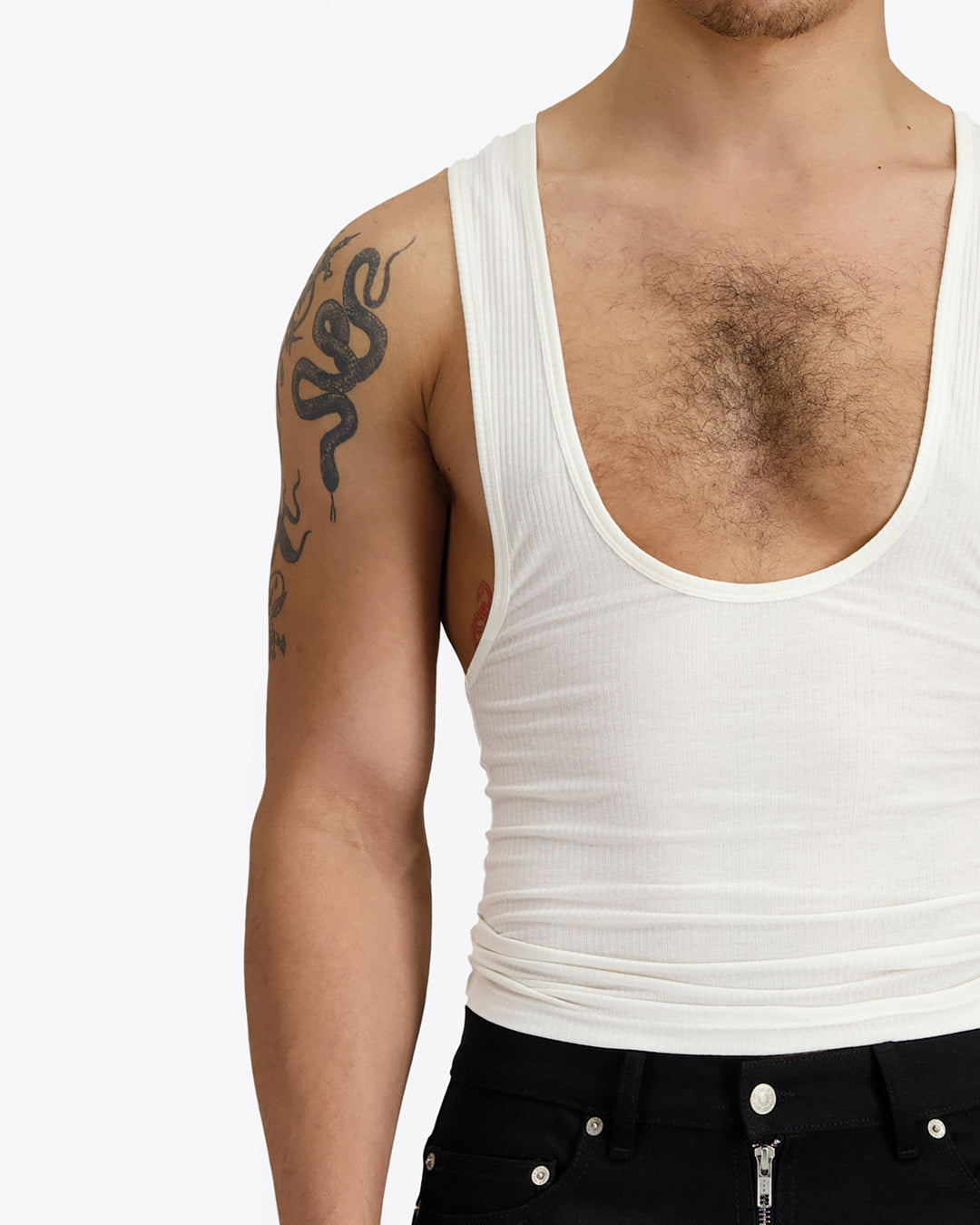 THE TANK TOP IN OFF-WHITE RIBBED COTTON