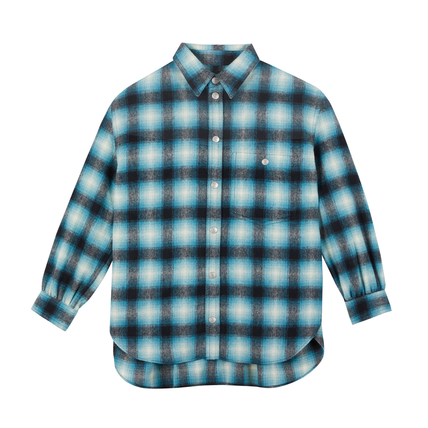 THE BLURRY CHECK OVERSHIRT IN TURQUOISE / BLACK