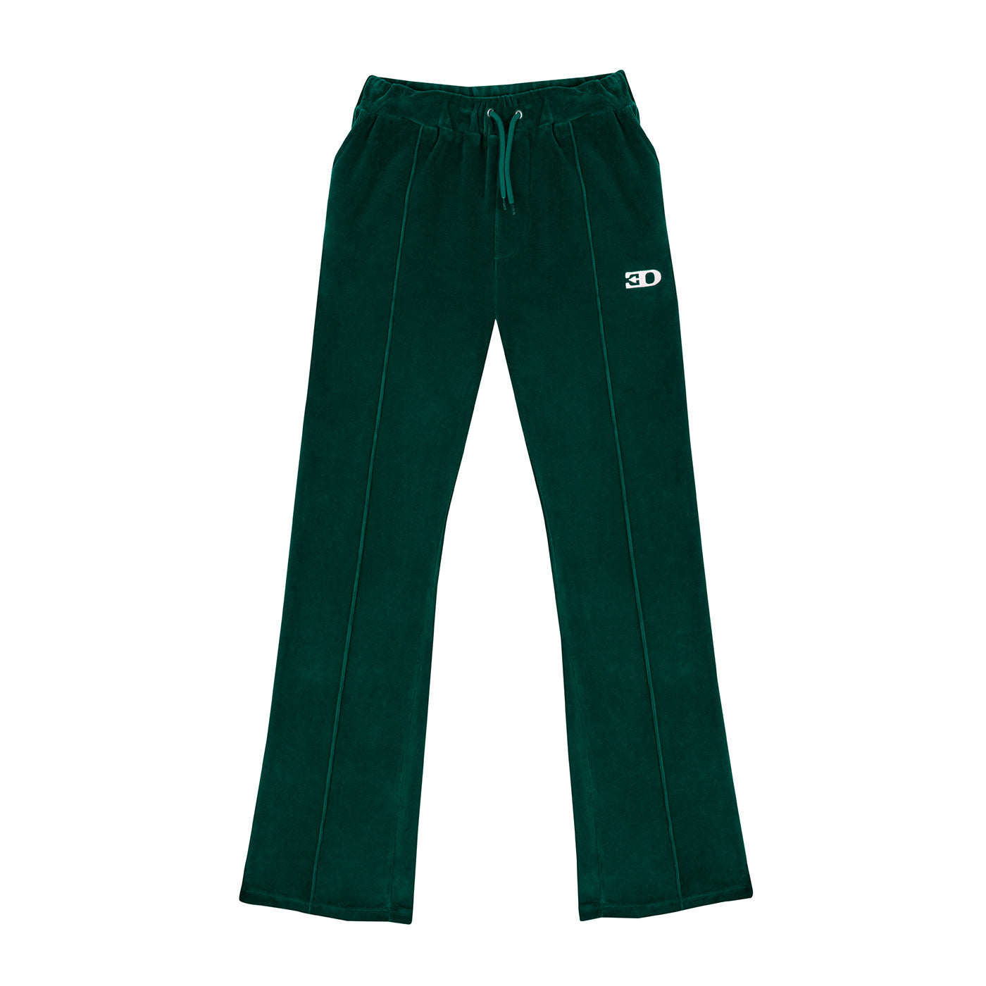 THE VELOUR TRACK PANTS IN DARK GREEN