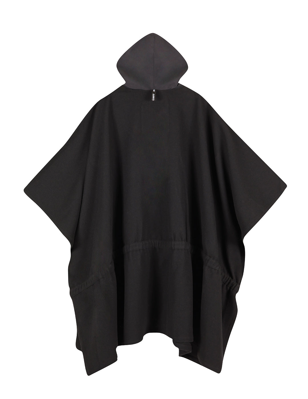 THE PONCHO IN BLACK WOOL AND NYLON