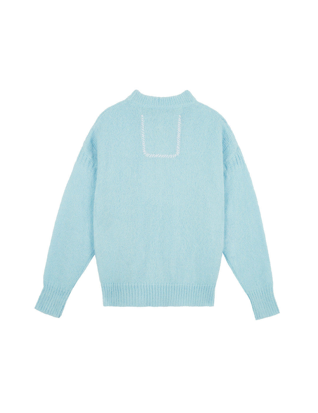 THE GUERNSEY JUMPER IN LIGHT TURQUOISE MOHAIR