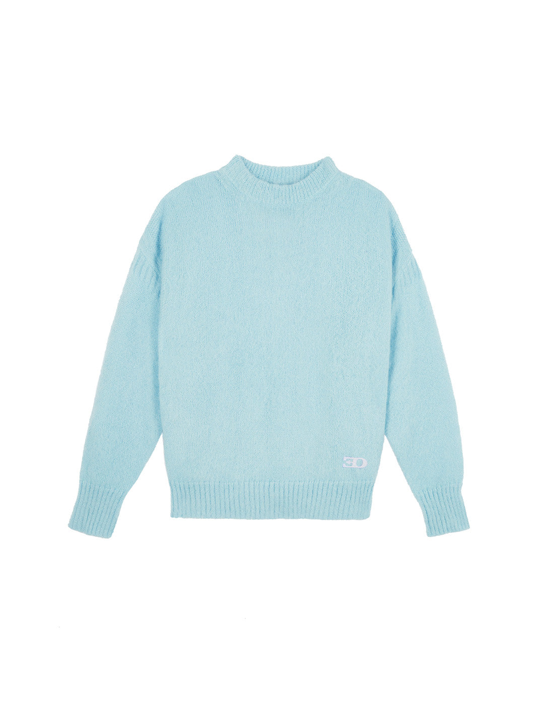 THE GUERNSEY JUMPER IN LIGHT TURQUOISE MOHAIR